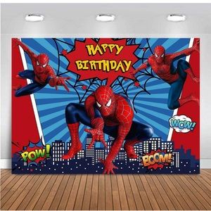 Large Spiderman Vinyl Happy Birthday Backdrop 7’x5’